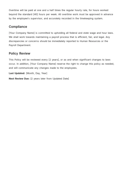 Free Finance Payroll Policy Template to Edit Online