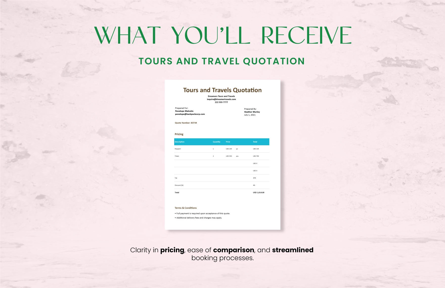 Tours and Travel Quotation Template