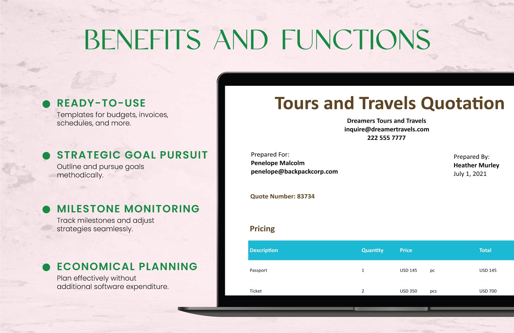 Tours and Travel Quotation Template