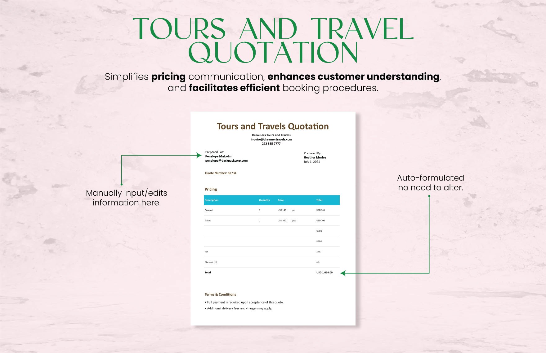 Tours and Travel Quotation Template