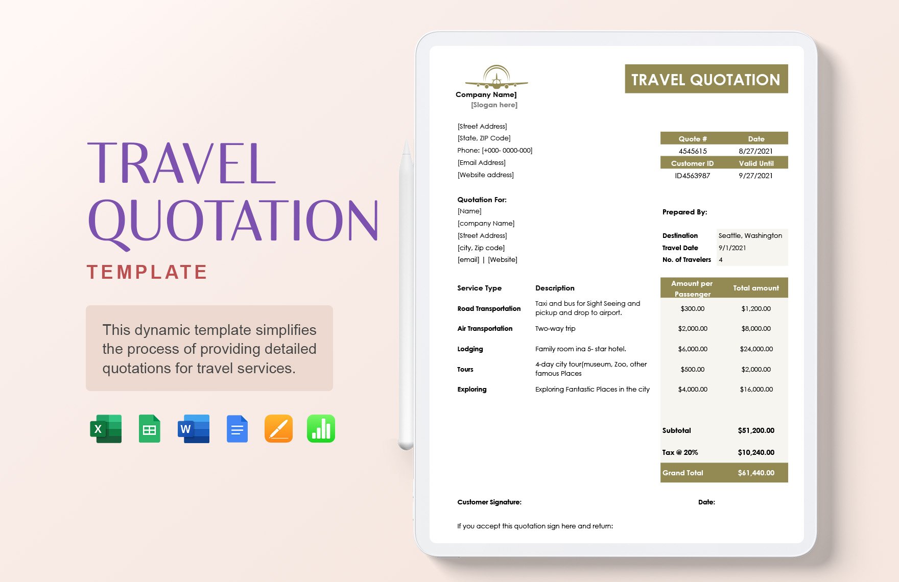 Free Travel Quotation Template