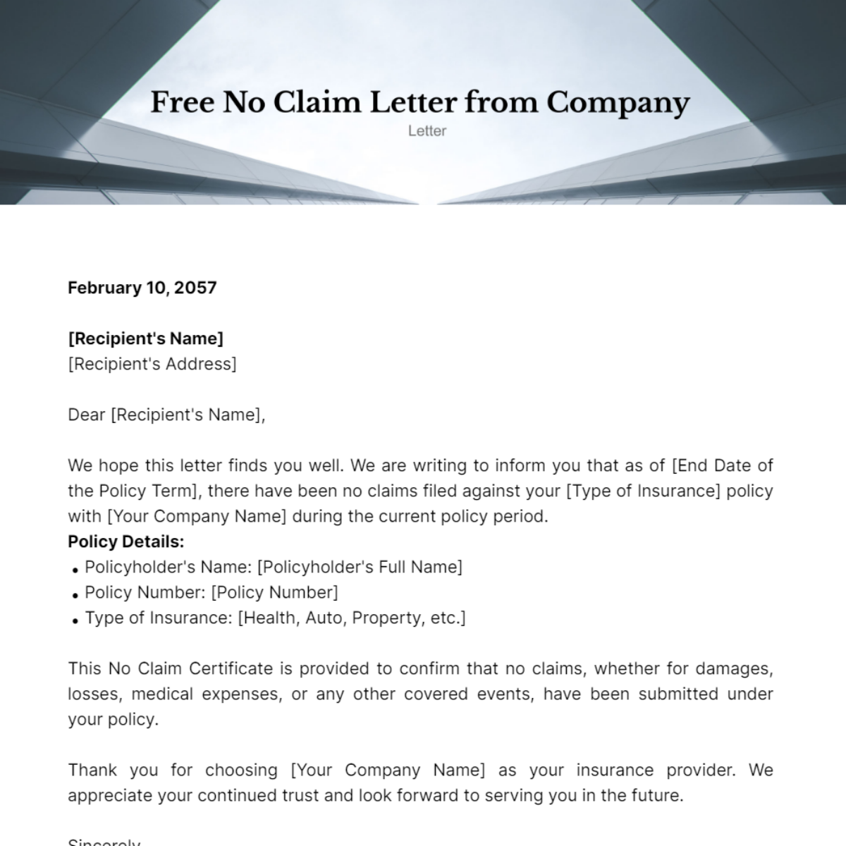 No Claim Letter from Company Template - Edit Online & Download