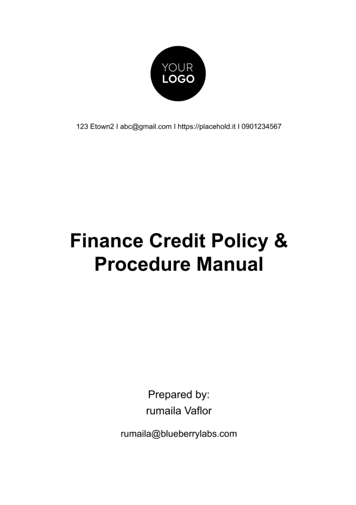 Finance Credit Policy & Procedure Manual Template