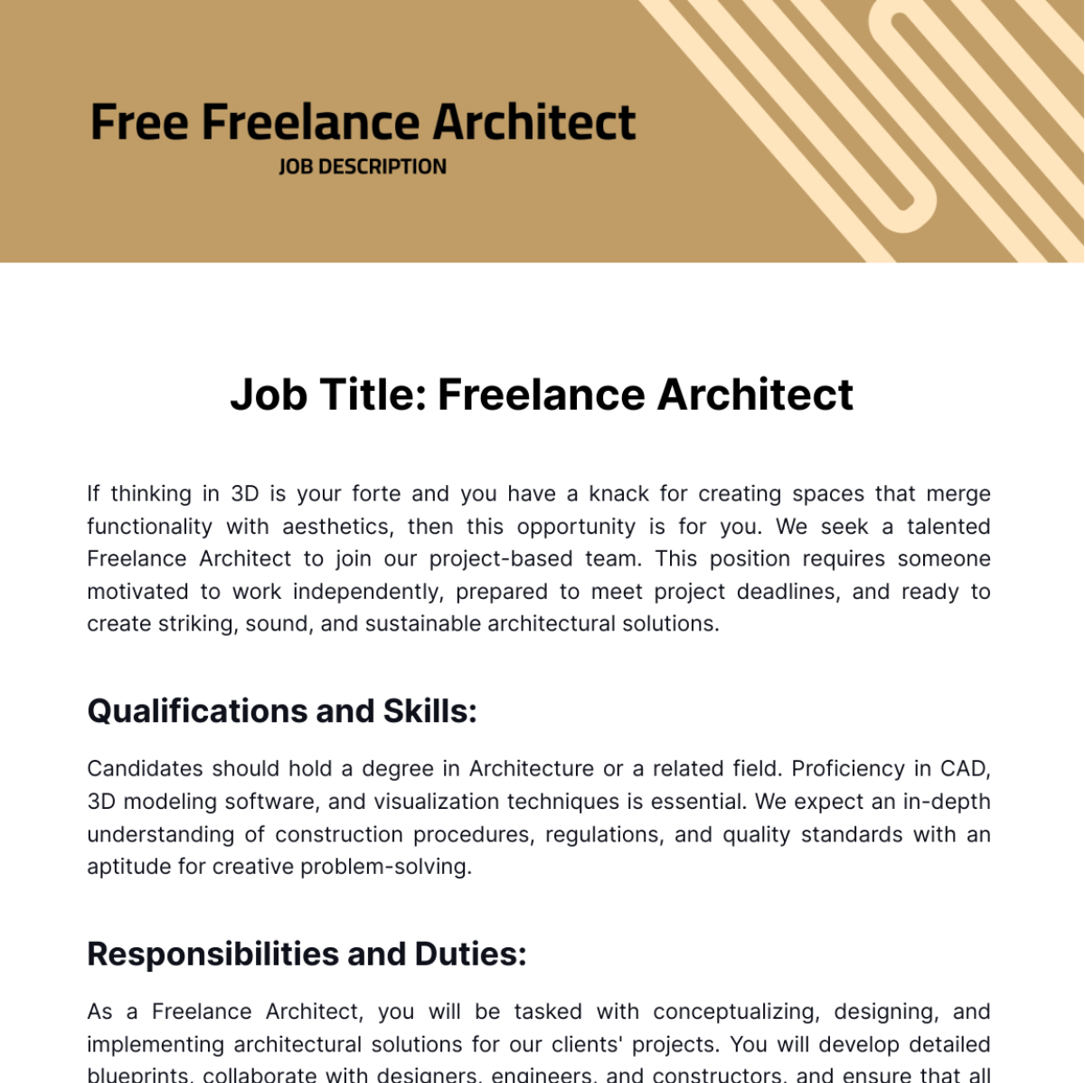 Freelance Architect Job Description Template