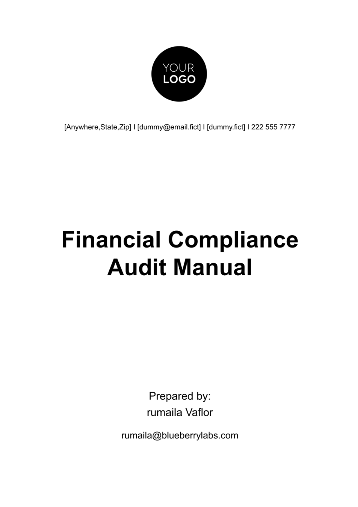 Financial Compliance Audit Manual Template