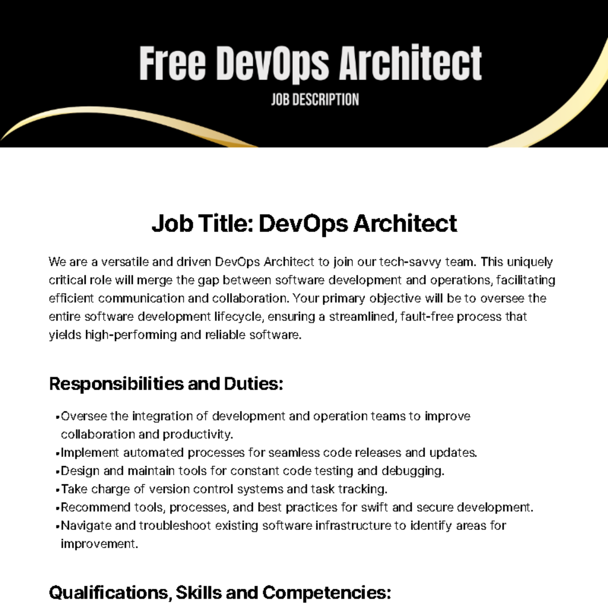 DevOps Architect Job Description Template