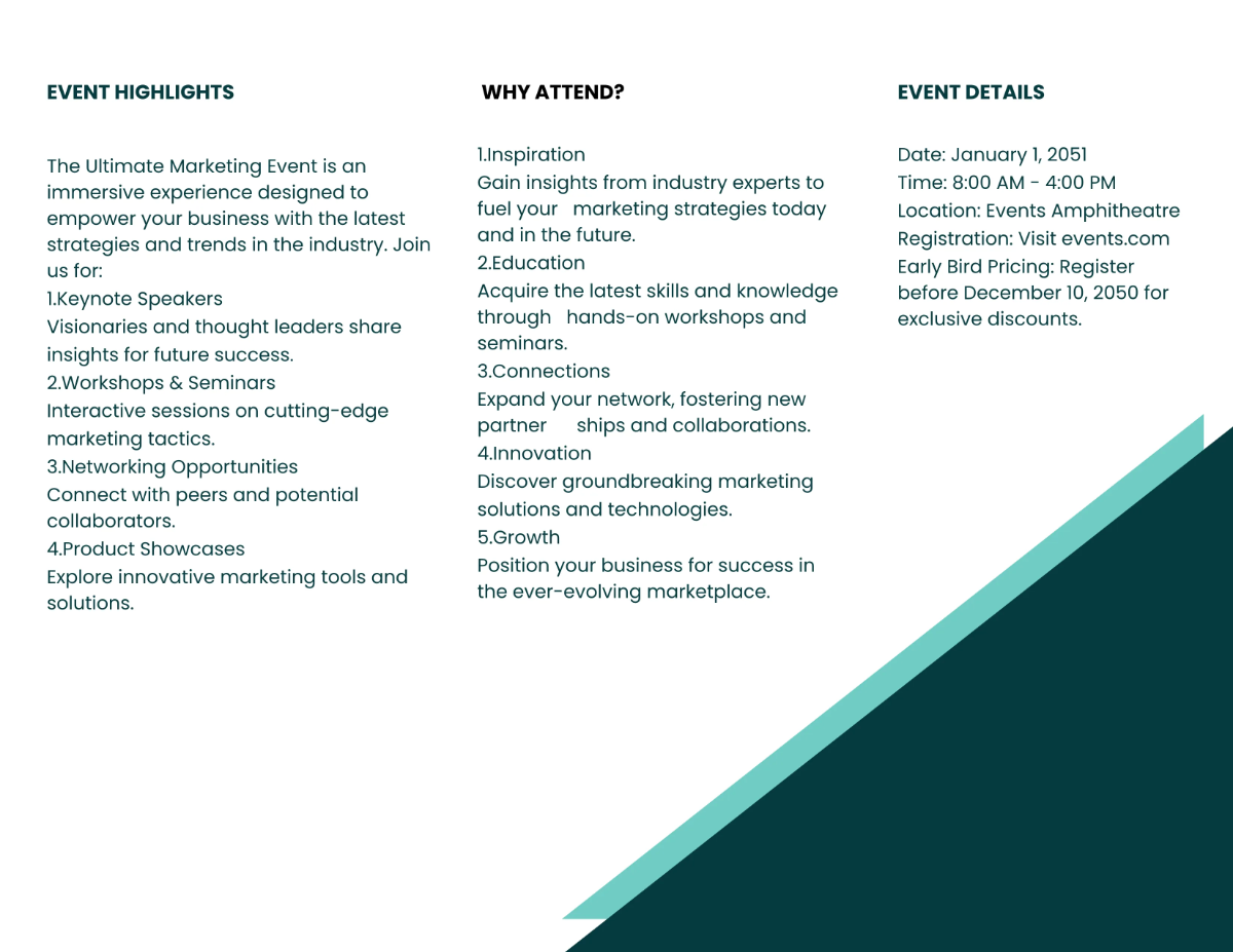 Free Marketing Event Guide Brochure Template to Edit Online