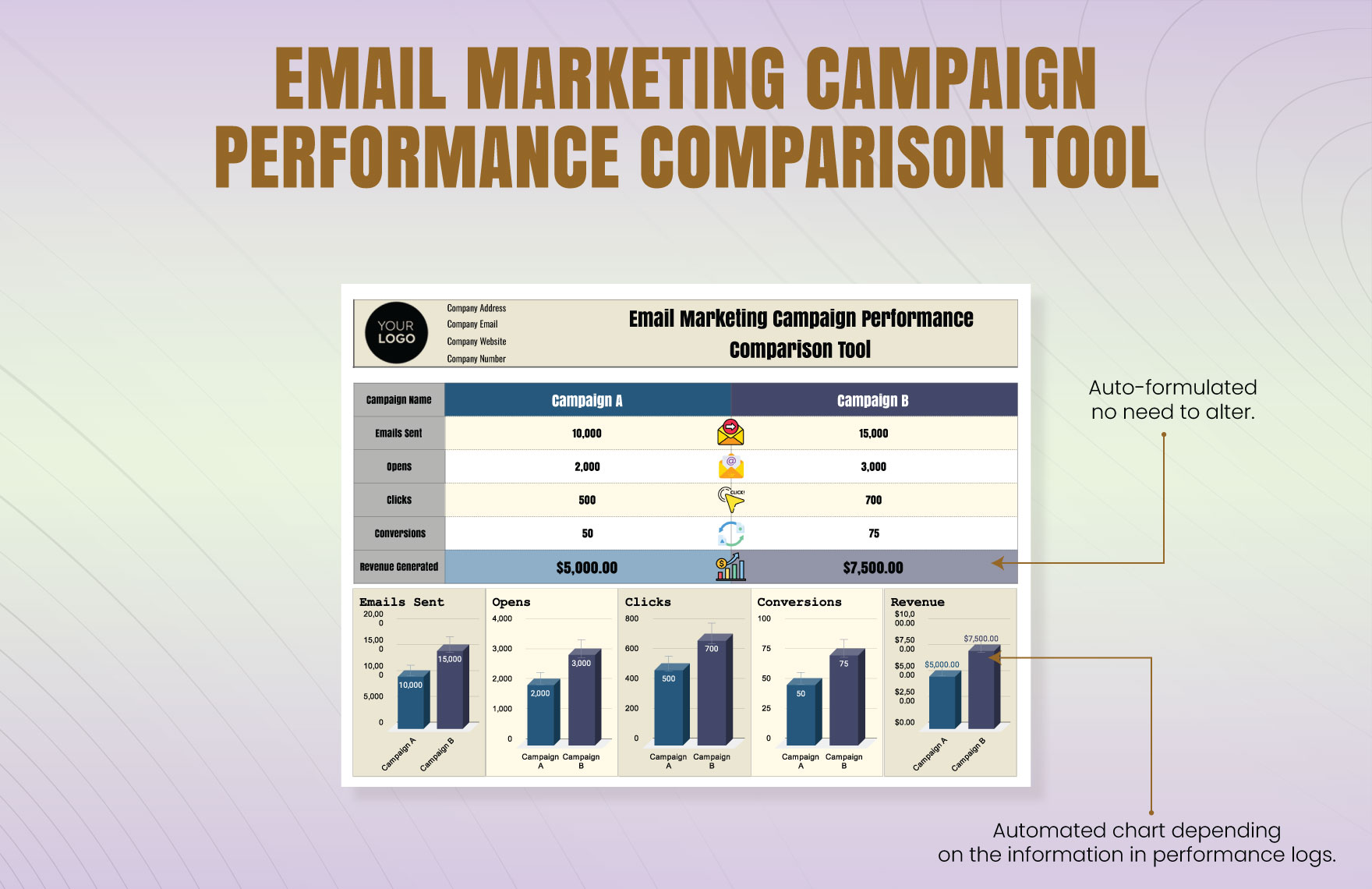 Email Marketing Campaign Performance Comparison Tool Template
