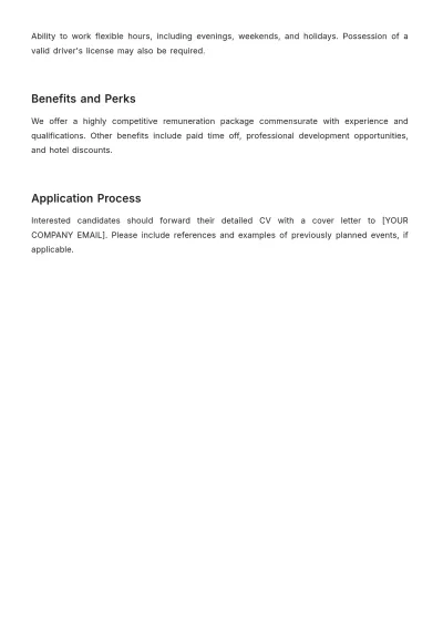 Free Hotel Event Planner Job Description Template to Edit Online