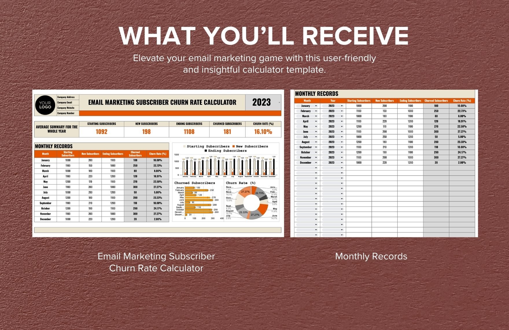 Email Marketing Subscriber Churn Rate Calculator Template
