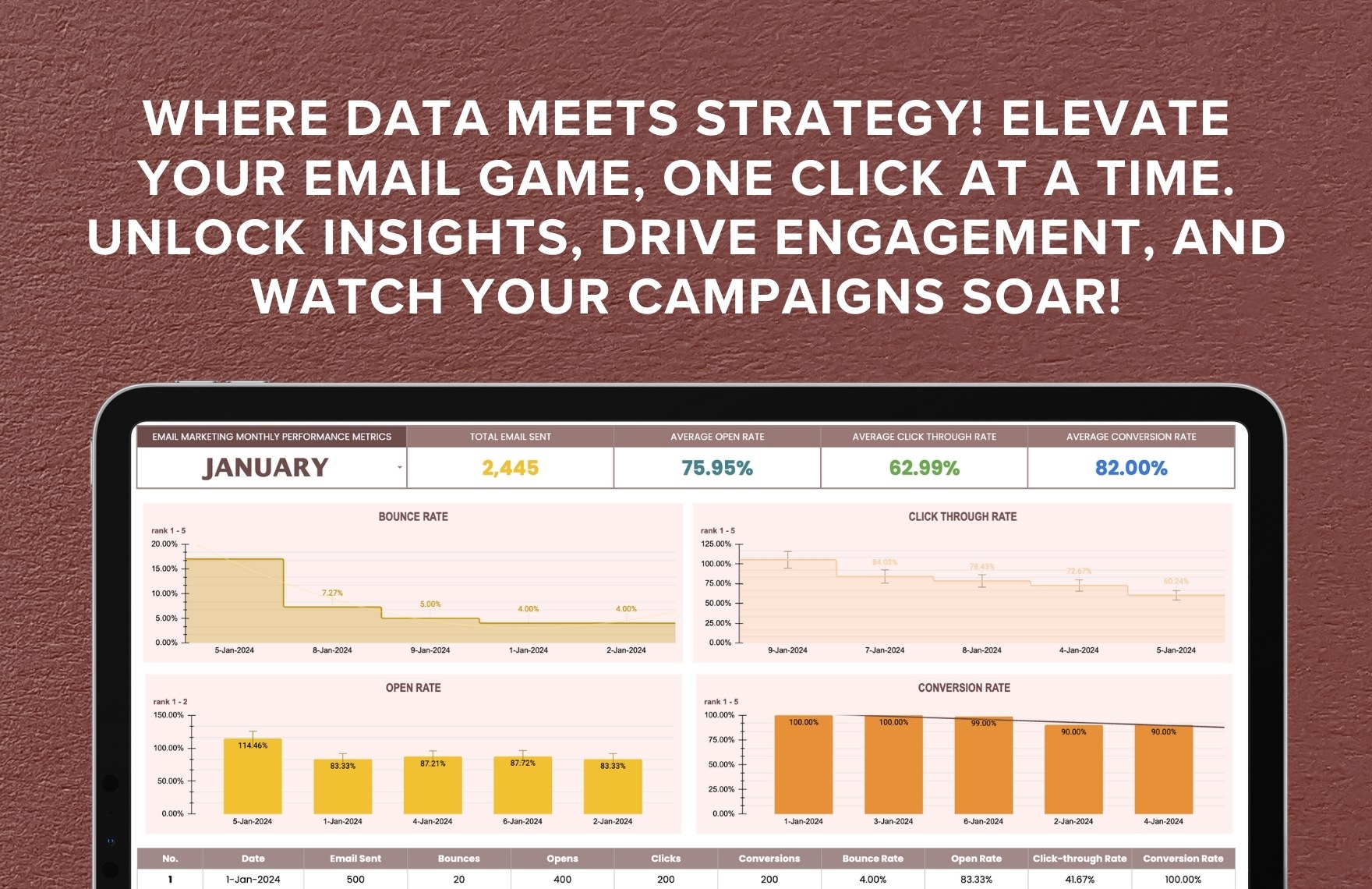 Email Marketing Monthly Performance Metrics Template
