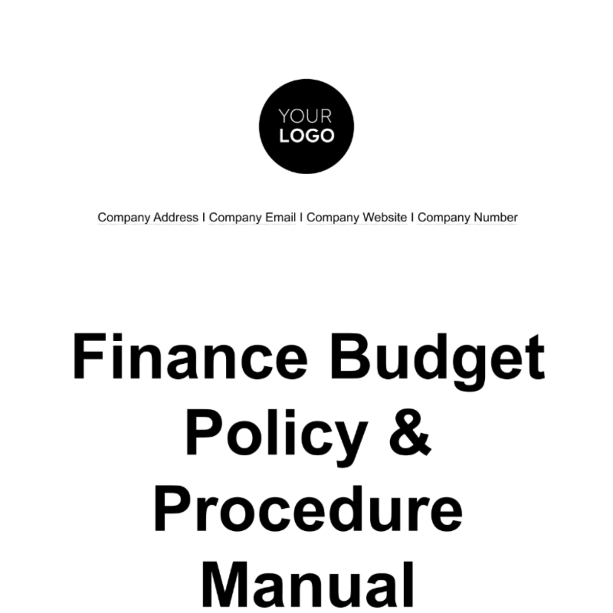 Finance Budget Policy & Procedure Manual Template