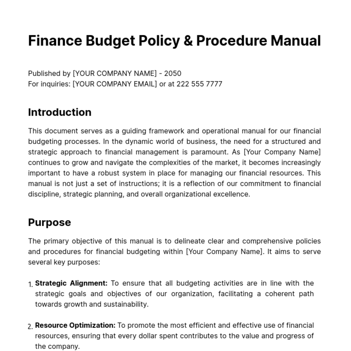 Page 9 FREE Templates Examples Edit Online Download Template Net   Finance Budget Policy  26 Procedure Manual Template Edit Online 