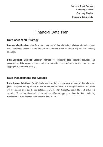 Free Financial Data Plan Template to Edit Online