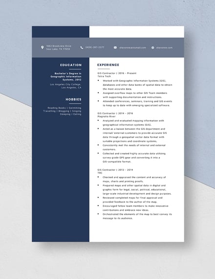 GIS Contractor Resume Template
