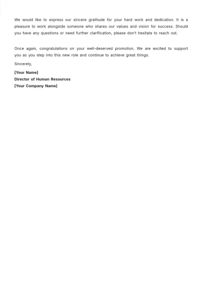 Free Promotion Letter to Manager Template to Edit Online