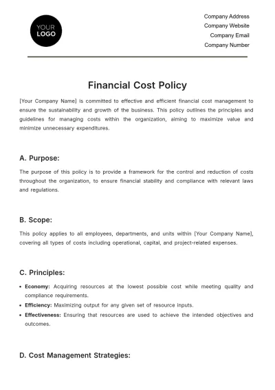 Free Financial Cost Policy Template to Edit Online
