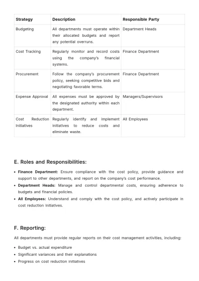 Free Financial Cost Policy Template to Edit Online