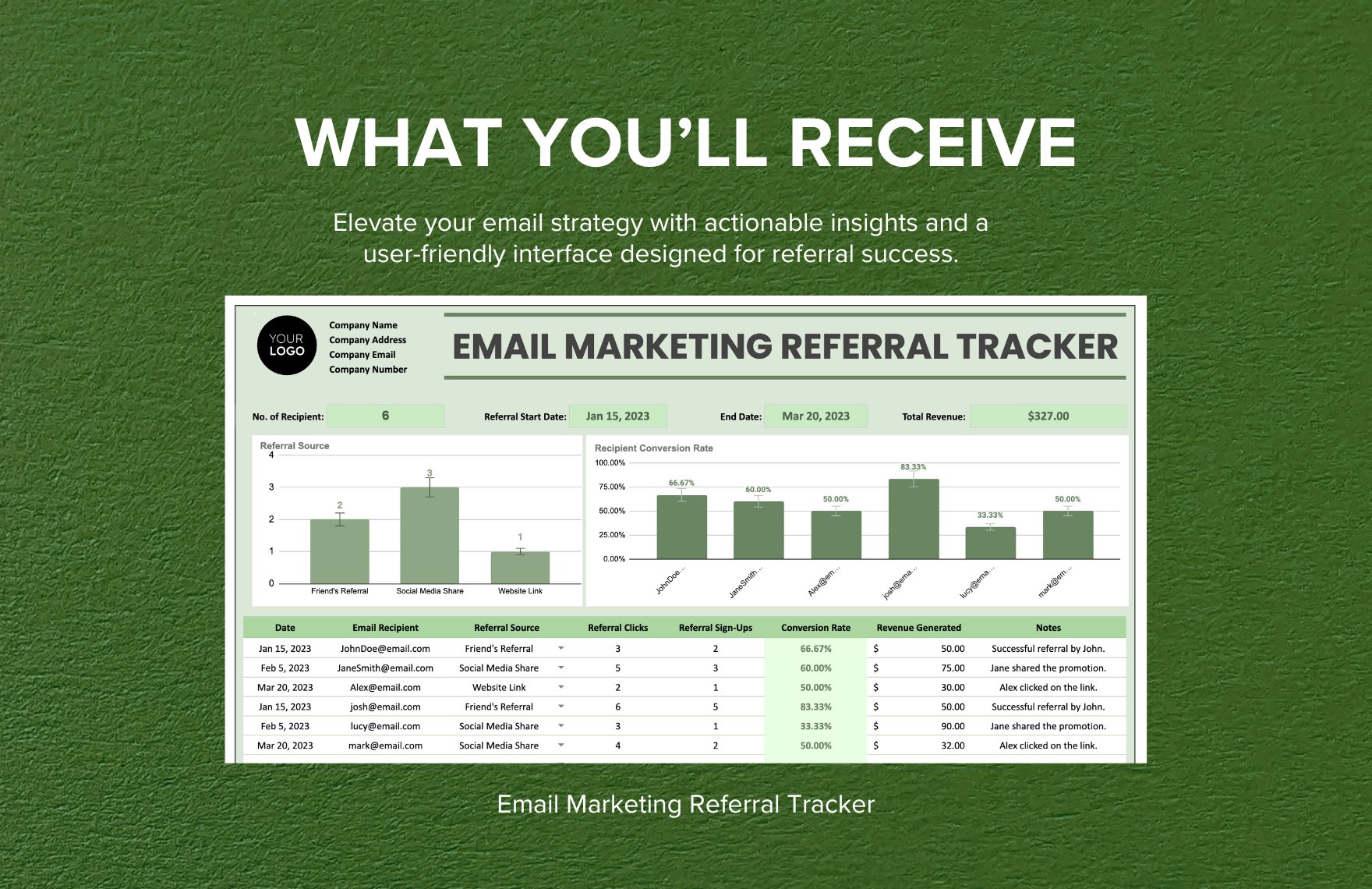 Email Marketing Referral Tracker Template