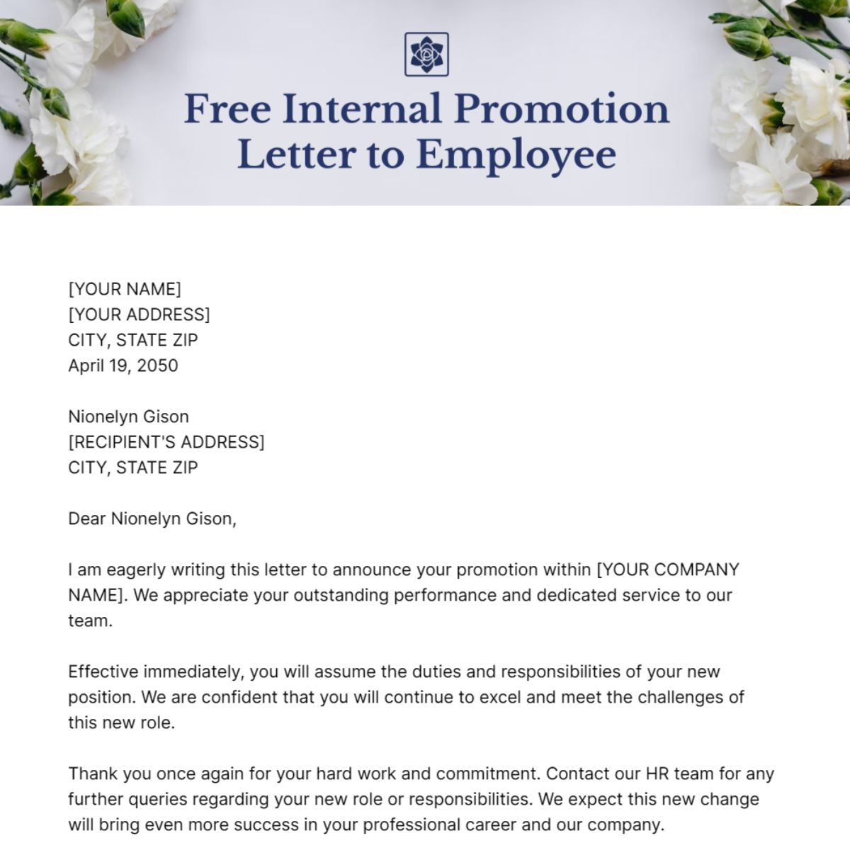 Internal Promotion Letter To Employee Template Edit Online Download   Internal Promotion Letter To Employee Edit Online 