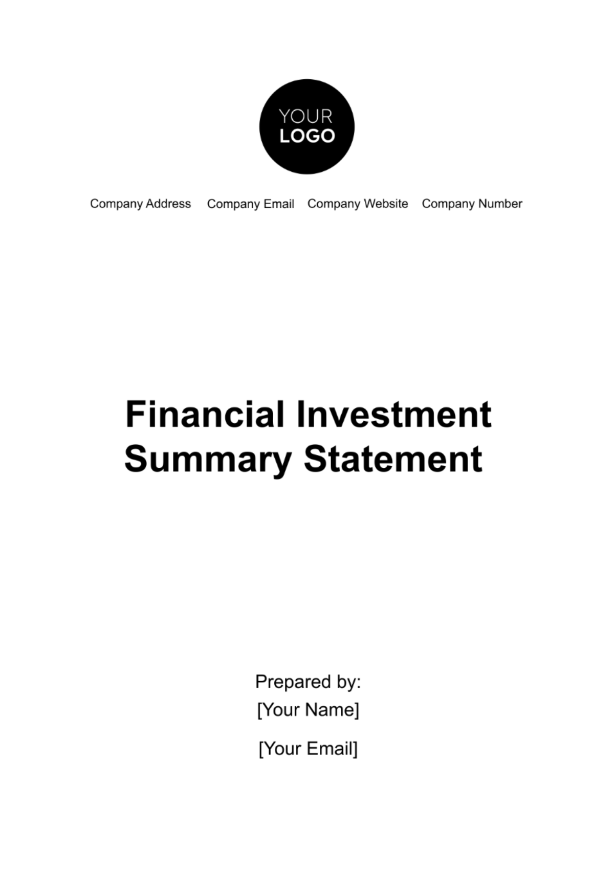 Financial Investment Summary Statement Template