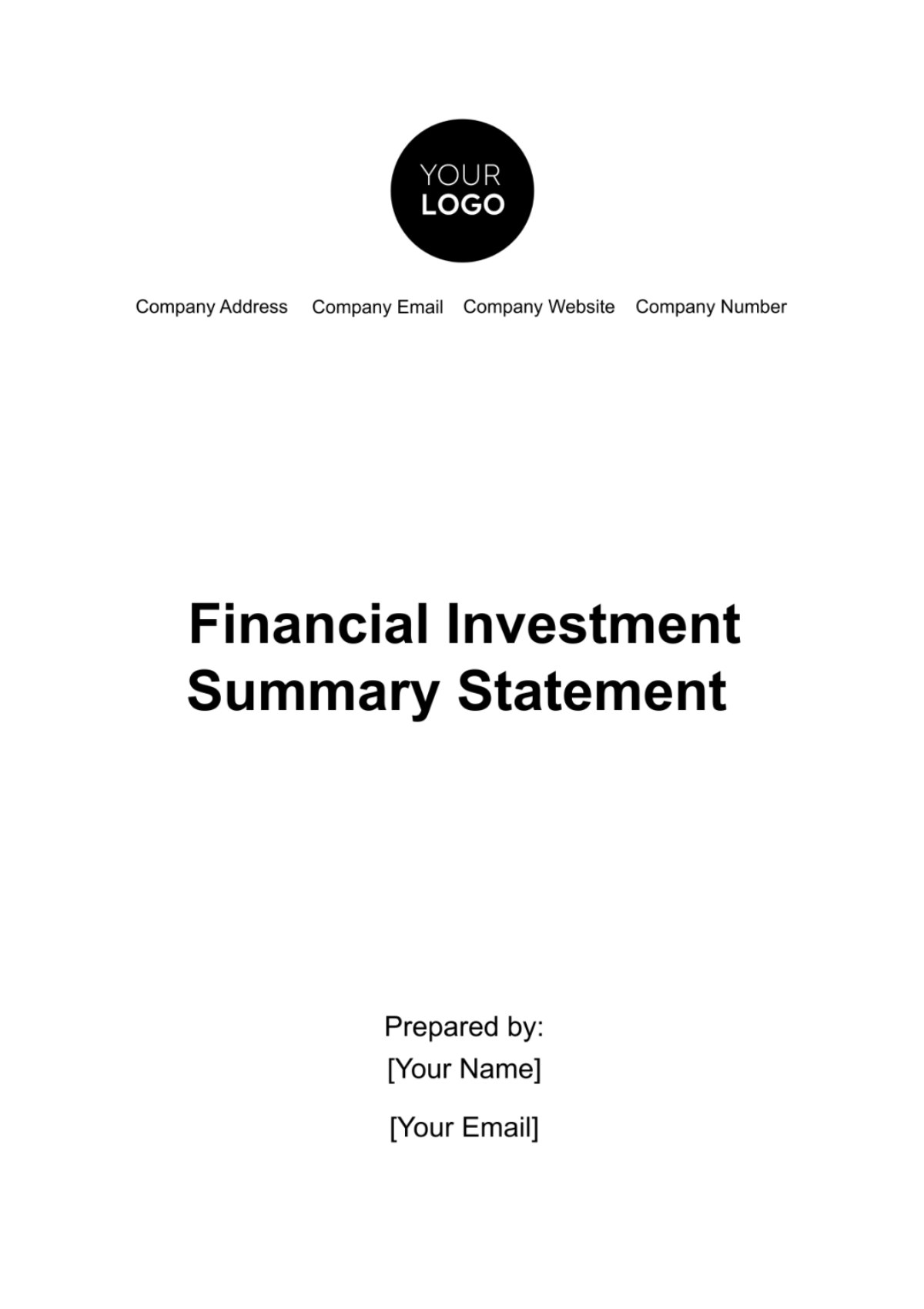 Financial Investment Summary Statement Template