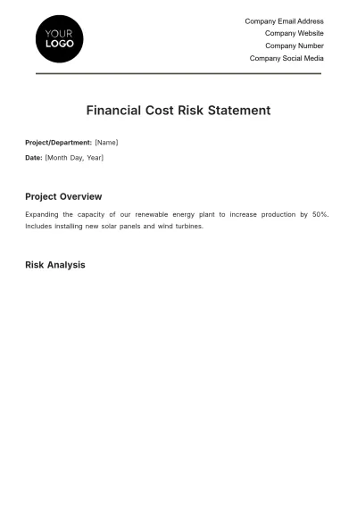 Free Financial Cost Risk Statement Template to Edit Online