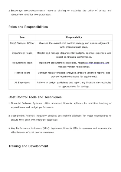Free Financial Cost Controlling Plan Template to Edit Online
