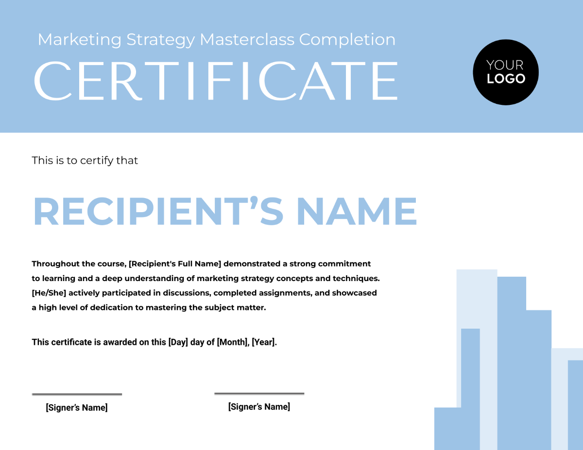Marketing Strategy Masterclass Completion Certificate