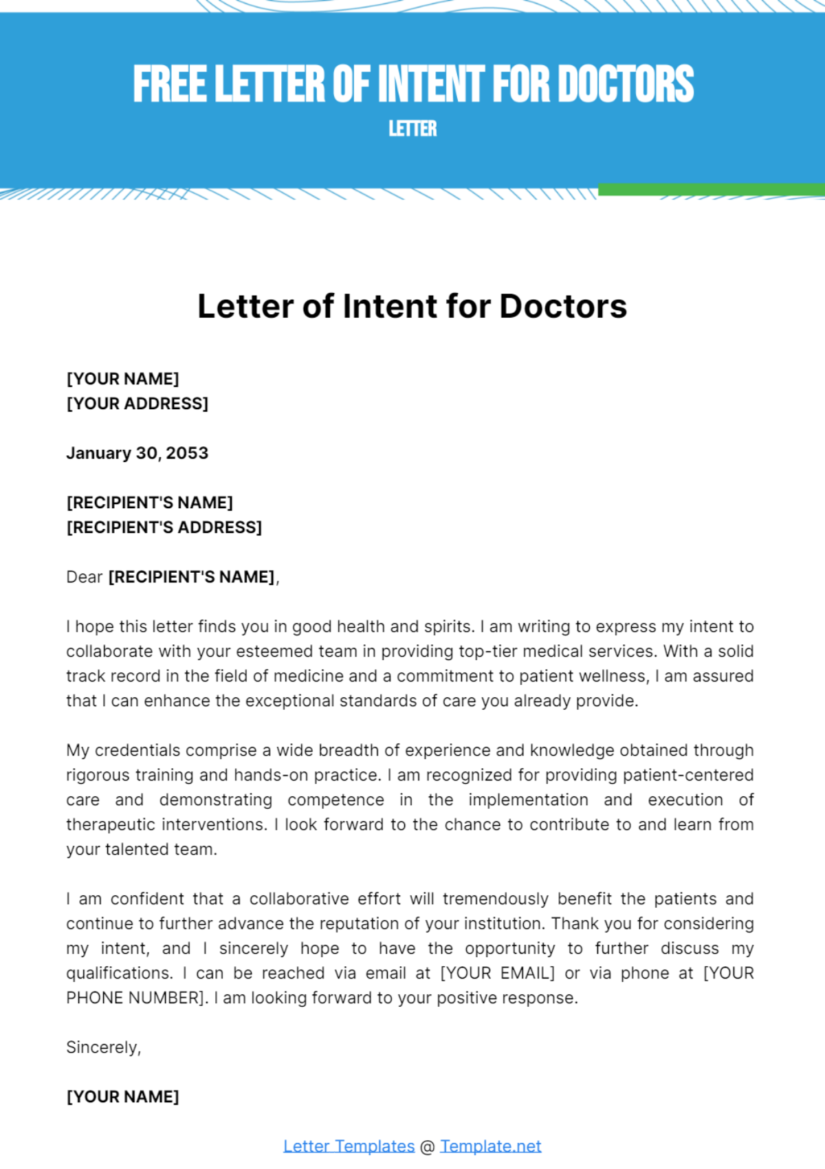 Letter of Intent for Doctors Template