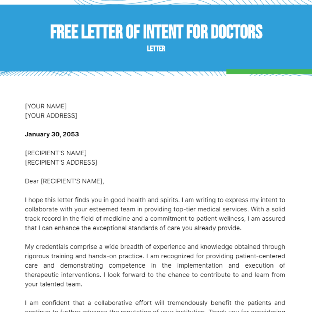 Letter of Intent for Doctors Template