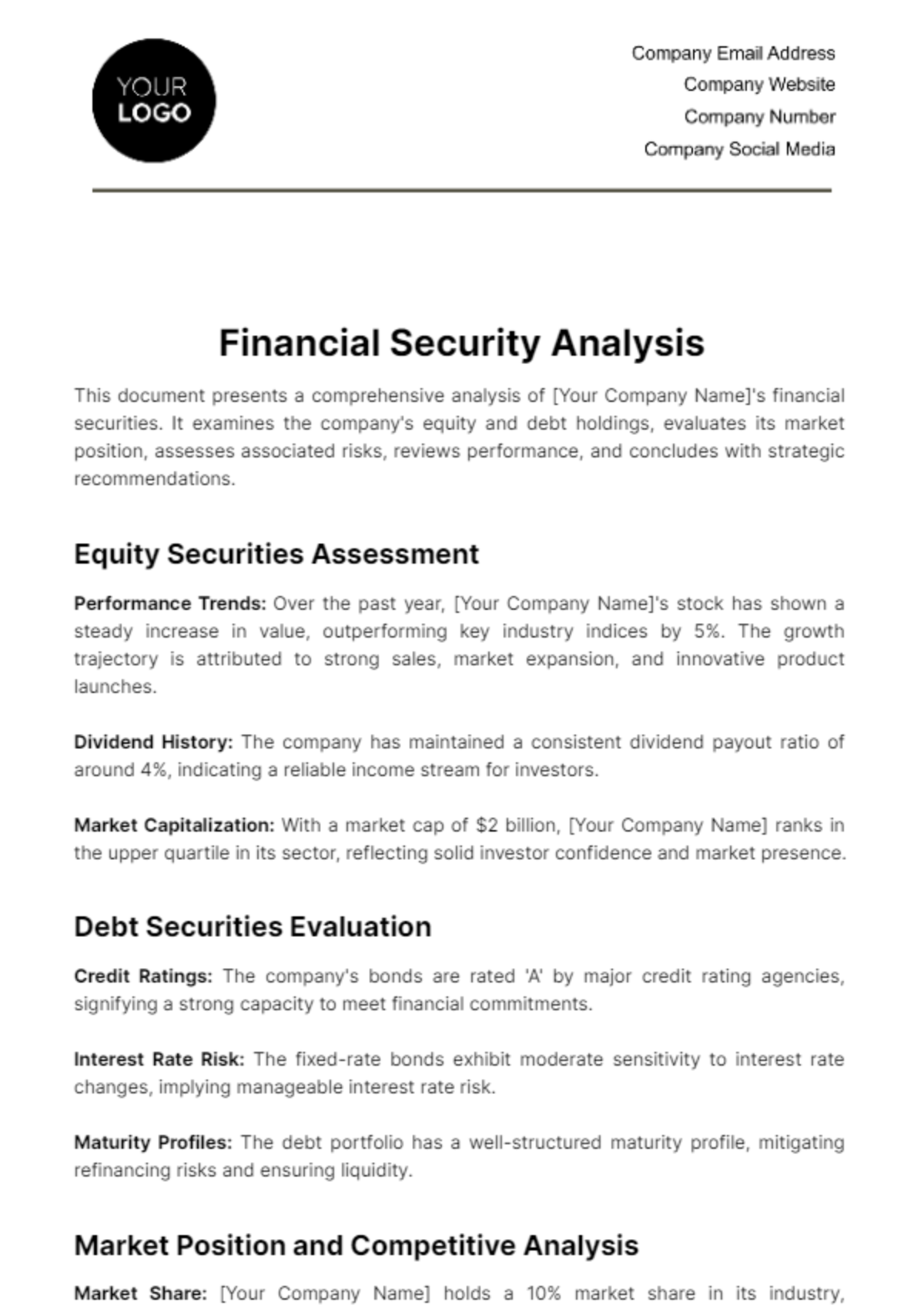 Financial Security Analysis Template