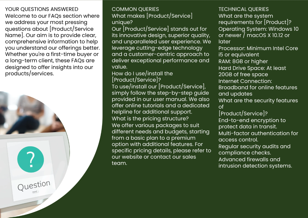 Free FAQs for Services or Products Pamphlet Template to Edit Online