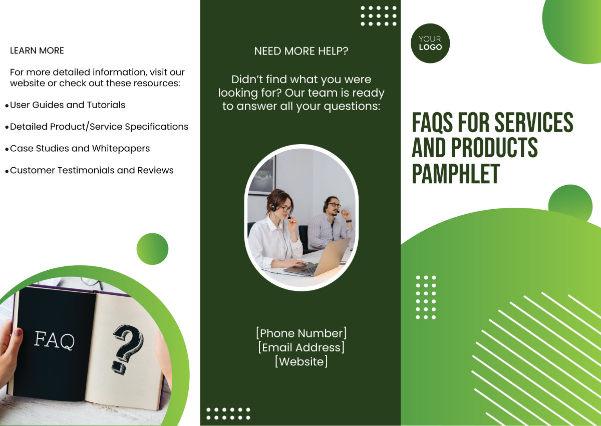 FAQs for Services or Products Pamphlet Template