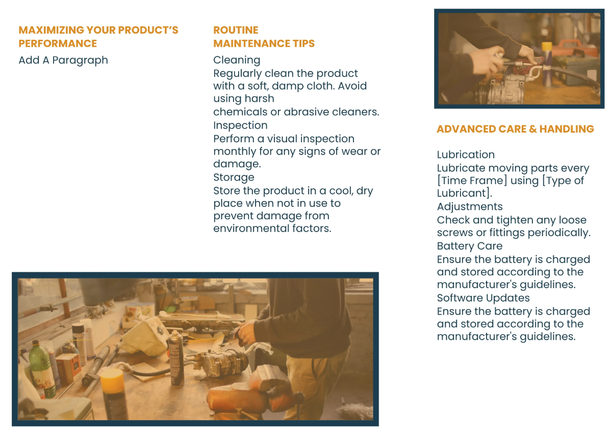 Free Product Maintenance Pamphlet Template to Edit Online