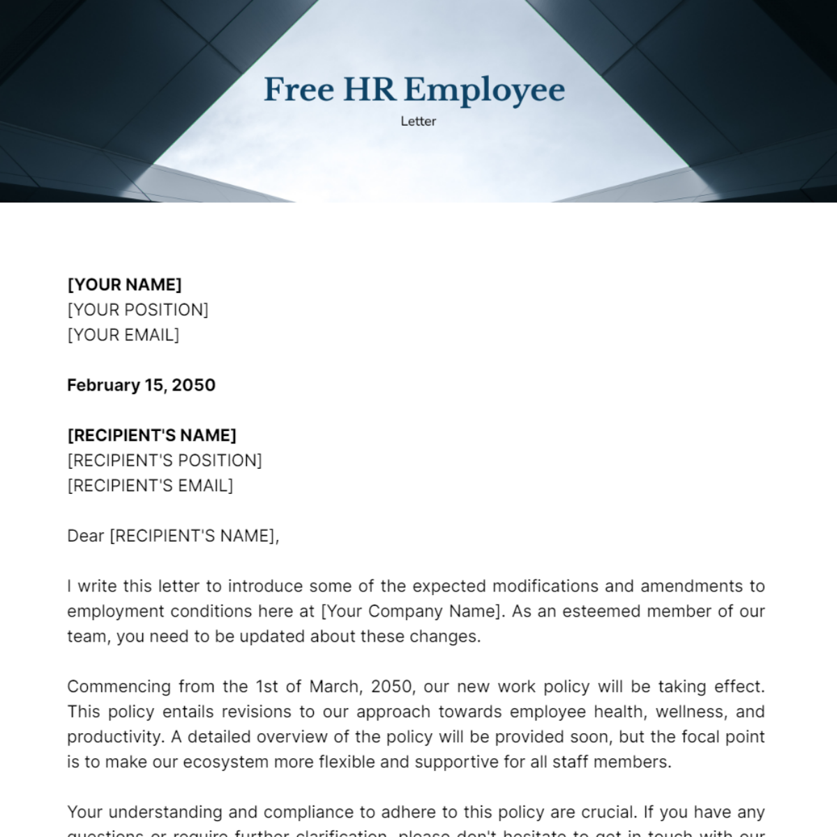 FREE HR Employee Letter Templates & Examples - Edit Online & Download