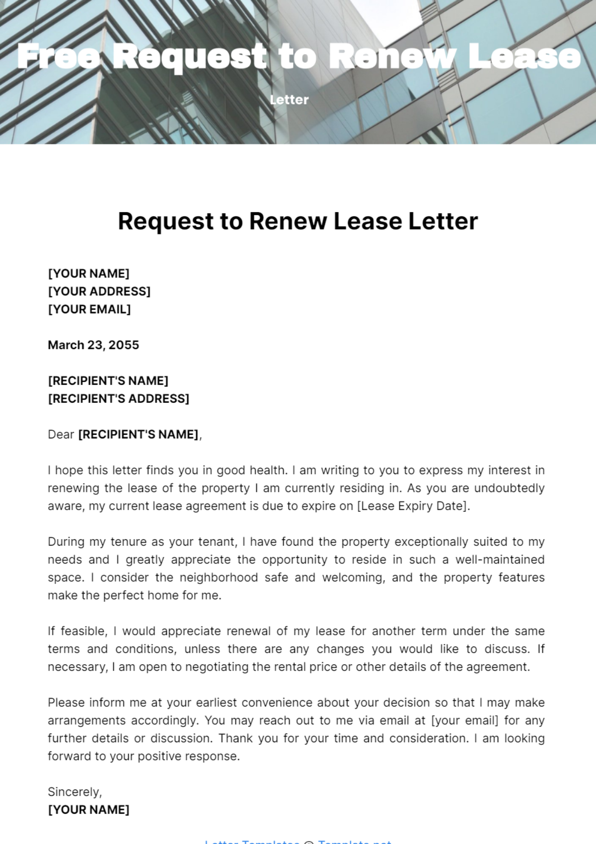 Free Request to Renew Lease Letter Template