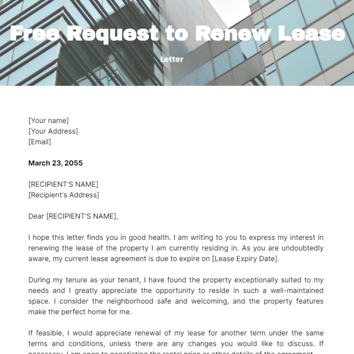 Request to Renew Lease Letter Template