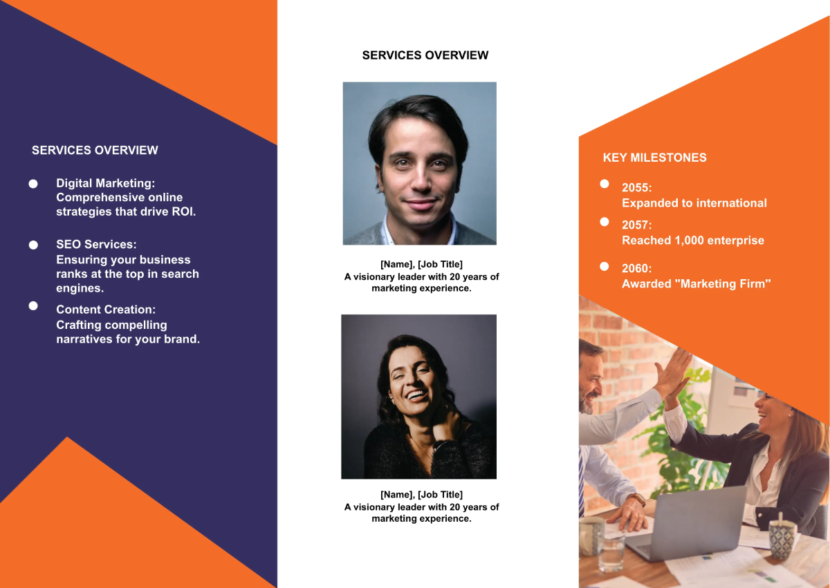 Free Marketing Corporate Profile Pamphlet Template to Edit Online