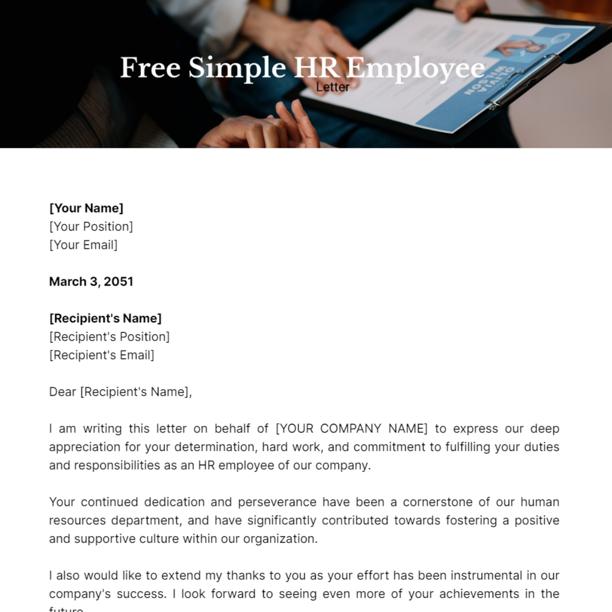 Simple HR Employee Letter Template