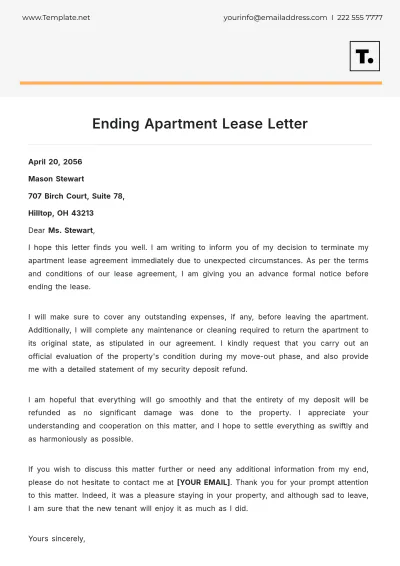 Free Ending Apartment Lease Letter Template to Edit Online