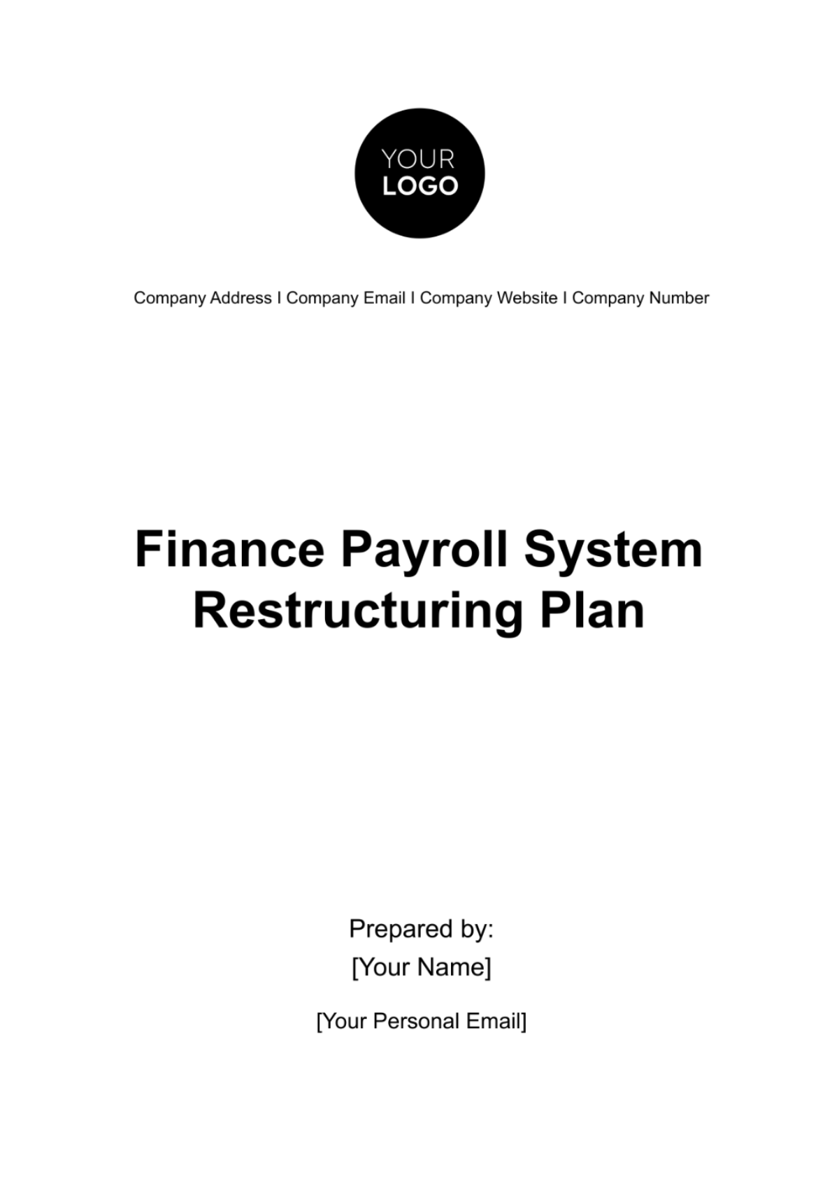 Finance Payroll System Restructuring Plan Template