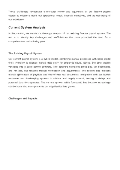 Free Finance Payroll System Restructuring Plan Template to Edit Online