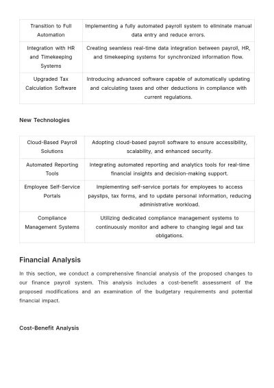 Free Finance Payroll System Restructuring Plan Template to Edit Online