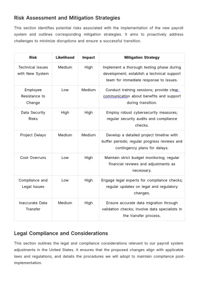 Free Finance Payroll System Restructuring Plan Template to Edit Online