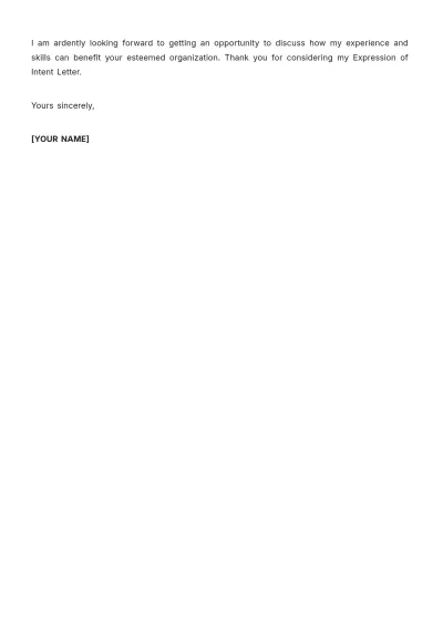 Free Expression of Intent Letter Template to Edit Online