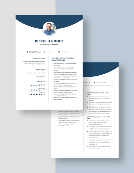 Global Mobility Manager Resume Download