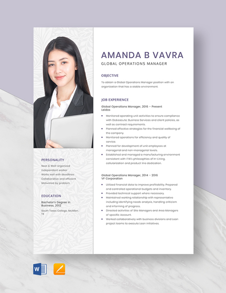Global Operations Manager Resume