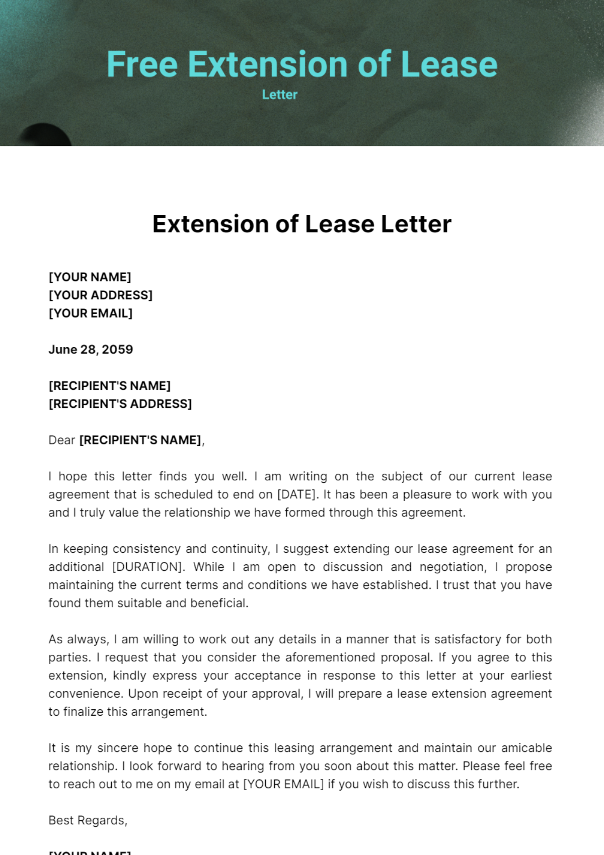 Free Extension of Lease Letter Template