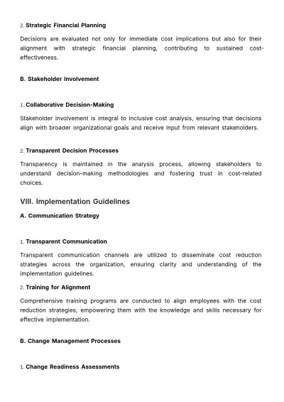 Free Financial Cost Reduction Policy Template to Edit Online